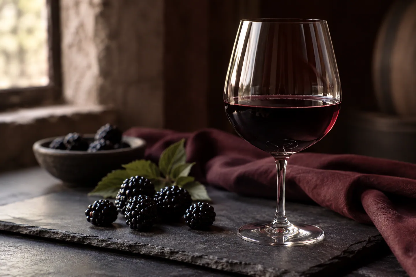 Photo d’illustration générée par IA pour « Mourvèdre ». Scène fictive ; ne représente pas un établissement réel ni une identification botanique.