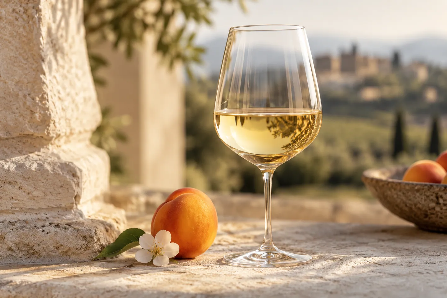 Photo d’illustration générée par IA pour « Viognier ». Scène fictive ; ne représente pas un établissement réel ni une identification botanique.