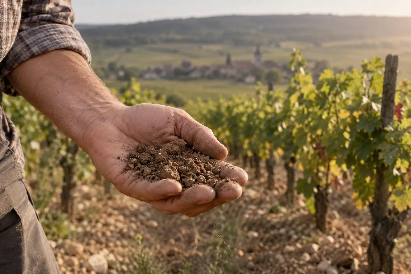 Photo d’illustration générée par IA pour « AOP, AOC, IGP : comprendre l’origine du vin ». Scène fictive ; ne représente pas un établissement réel ni une identification botanique.