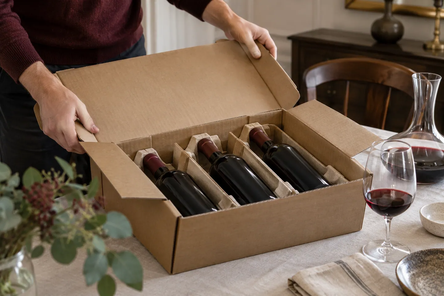 Photo d’illustration générée par IA pour « Acheter du vin en ligne : comparer une offre complète ». Scène fictive ; ne représente pas un établissement réel ni une identification botanique.