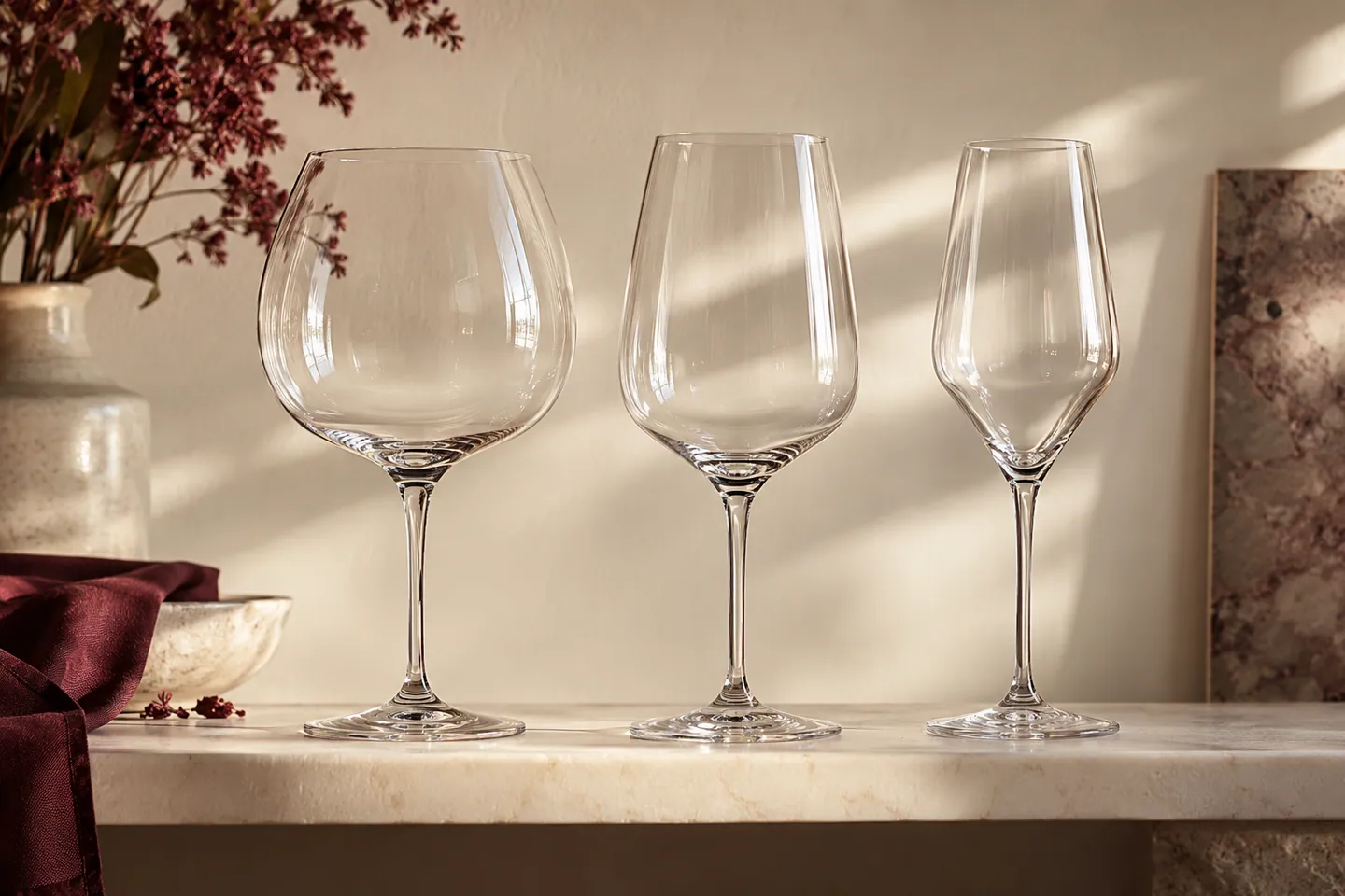 Photo d’illustration générée par IA pour « Choisir un verre à vin ». Scène fictive ; ne représente pas un établissement réel ni une identification botanique.